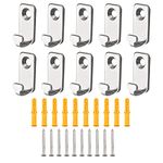 INCREWAY J-Shaped Hangers, 10 Sets Stainless Steel Mini Wall Hooks Hanger Heavy Duty Wall Mounted Hangers with Screws for Mirror Picture Frames Hanging