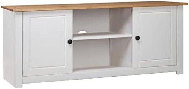 vidaXL Solid Pine Wood TV Cabinet TV Unit Stand Stereo HiFi Cabinet Lowboard Sideboard Home Living Room Furniture White 120x40x50 cm Panama Range