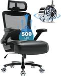 Big and Tall Office Chair 500lbs- Ergonomic Mesh Desk Chair with Adjustable Lumbar Support Headrest 3D Flip Up Arms Metal Base- High Back Large Executive Computer Office Chair, Extra Wide Seat, Black