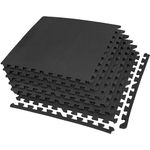 IncStores Fitness Foam Flooring Tiles | Low-Profile Interlocking Foam Tiles for Lightweight Floor Protection in Your Home Gym, Playroom, and More (Black, 3/8" Thick - 16 Sq Ft)