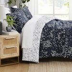 Southshore Fine Living, Inc. The Vilano Choice Collection 3-Piece Reversable Printed Duvet Cover Set, King/California King, Botanical Leaves Blue