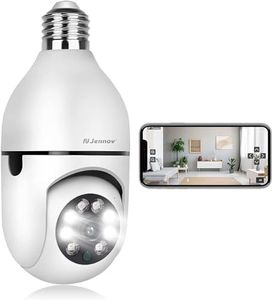 Jennov 2K 3MP Light Bulb Security Camera, 2.4 GHz WiFi Indoor Outdoor Camera for Baby/Elder/Pet, Light Socket Camera with 360° View, Color Night Vision, Siren, Auto Tracking, Compatible with Alexa