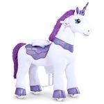 PonyCycle Essential Model E Ride On Unicorn Mechanical Walking Unicorn Toy with Brake (Purple/Size 4 for Age 4-7) Toddler Scooter Horse Riding - E413