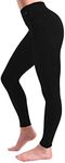 Compression Leggings for Women, Tummy Control Workout Gym Running Yoga Pants, Black W/ Zipper Back Pocket, Medium