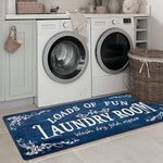 Lansny Laundry Room Rug Runner 24"x60" Non Slip Waterproof Laundry Mats for Laundry Room Decor Washable Floor Farmhouse Laundry Rug for Mudroom Washroom Bathroom, Navy Blue