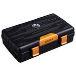 CIGARLOONG Cigar Humidor Travel Cigar Case Double Layer with Hygrometer and Humidifier(Color:Orange)