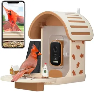 VINGUYS® Bird Feeder with Camera - Ginger Joy, Smart Bird Feeder AI Recognize Bird Species, Auto-Capture 2.5K UHD Bird Video, Solar Powered, Ideal Gift for Christmas & Thanksgiving