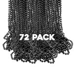 Windy City Novelties (72 Pack) 33" Inch Round Metallic Mardi Gras Party Necklace Beads (Black)