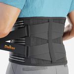 DOLTAS Lumber Sacral Belt for Lower Back Pain Relief LS belt with four Aluminium plates & Adjustable Back support for Men & Women Universal (BLACK)