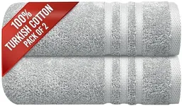 Infinitee Xclusives 2 Pack Premium Turkish Bath Towels Set, 100% Cotton (27 x 54 Inches) Lightweight and Highly Absorbent, Quick Drying Large Bath Towels, Perfect for Hotel, Spa (Cool Grey)