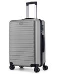 FLIEE Medium Suitcase Hard Shell | Lightweight Suitcase | Aluminum Telescopic Handle | TSA 3 Digit Combination Lock | 4 Dual Spinner Wheels | Medium 24" Hold Check in Luggage (Grey, Medium 24'')