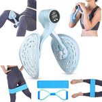 Thigh Hip Exercise Equipment Pelvic Floor Multifunctional Repair Leg Clip Kegel Pelvic Floor Muscle Trainer Inner Thigh Toner Butt Trainer for Women with Counter with Resistance Bands (Blue)