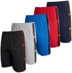 Real Essentials Mens Mesh Shorts Active Wear Athletic Short Men Basketball Pockets Workout Gym Soccer Running Summer Fitness Quick Dry Casual Clothes Sport Training Hiking, Set 4, 3XL, Pack of 5