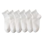 MAGIARTE Womens Mini Crew Ankle Socks Pure Cotton Athletic Casual Mutil Color Socks for Women 6-Pack(Mini Crew #02 Off White-UK)