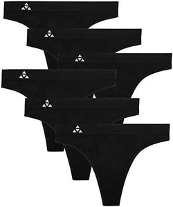 Balanced Tech Women's Seamless Thong Panties 6-Pack - Solid Black - Small