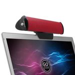 GOgroove SonaVERSE USB Speakers for Laptop Computer - USB Powered Mini Sound Bar with Clip-On Portable External Speaker Design for Monitor, One Cable for Digital Audio Input and Power (Red)