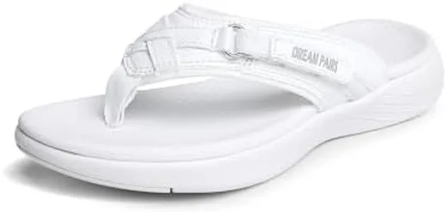 DREAM PAIRS Women's Arch Support Flip Flops Comfortable Thong Sandals,Size 5,White,Breeze-1