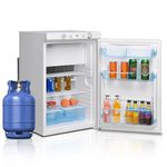 SMETA 3 Way Gas Fridge Freezer, 12V/240V/LPG Gas Fridge Freezer for Campervan, Caravan, Garage, Motorhome, Glamping Pod, 100 L(85L+15L) Quiet White