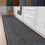 Malaga Carpet Runner for Kitchen, Hallway, Staircase and Living Room | Non-slip Rubber Backed Narrow Floor Mat Long Floor Runner Rug, Washable (Grey, 66 x 150 cm)