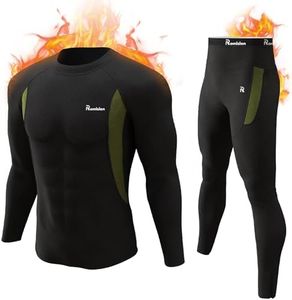 romision Thermal Underwear for Men Long Johns Thermals Fleece Lined Long Underwear Top and Bottom Set Cold Gear Black XS-4XL