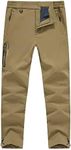 YSENTO Men's Insulated Fleece Lined Pants Waterproof Hiking Cargo Skiing Snow Pants 4 Zip Pockets Khaki Size 32