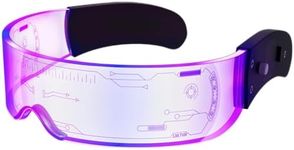 NIUCOO LED Visor Glasses Light Up: [7 Colors 4 Modes] Cyberpunk Futuristic Luminous Cosplay Glasses Rave Cyber Lightup Goggles (High Tech)