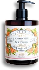Panier des Sens - Marseille Liquid Hand Soap – Rose Geranium Hand Wash - Moisturizing Soap with Coconut Oil - Bathroom & Kitchen Refillable Soap - 96% Natural Ingredients Made in France - 16.9 Fl.oz