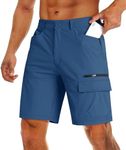 MAGCOMSEN Men's Quick Dry Breathable Shorts Work Cargo Hiking Tactical Shorts Lightweight Sun Protection with Pockets Blue Gray