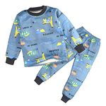 Bold N Elegant Polyester Blend Cute Winter Warm Fleece Kid'S Cartoon Sweatshirt Tshirt And Pajama Pant Clothing Set Random Mix Print For Boys Girls (5-6 Years, Blue - Random Print)