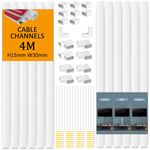 Flow fire White Cable Trunking Wire Cover for Wall, 4 Meter Self-Adhesive Cable Conduit Management Trunking, for Wall-Mounted Tv Cable Tidy (10X L400mm, W30mm H15mm)