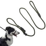 Multifunctional Figure 8 Padded Head Halter Walking Training Leather Stopper Slip Lead Dog Rope Leash Muzzle (Army Green M)