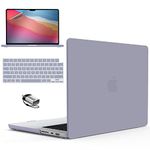 IBENZER Case for MacBook Pro 14 Inch Case 2024 2023 M3 A2918 A2992 M2 A2779 M1 A2442 Pro/Max,Hardshell Case&Keyboard Cover&Screen Protector&Type-C for Mac Pro 14 2024-2021,LavenderGray,T14LVGY+2TC