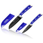 Cangshan S+ Series 1022124 German Steel Forged 2-Piece Titanium Coated Santoku Starter Knife Set with Sheaths, Atlantic Blue