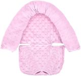 Childlike Behavior Carseat Head Support for Infant - Premium Shoulder Strap Covers for Enhanced Comfort - Easy-Install Carseat Belt Cover for Babies - Stylish and Soft Car Seat Accessories - Baby Pink