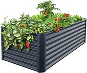 Galvanized Raised Garden Bed Box Planter for Outdoor Plants, 24" Extra Tall Metal Raised Garden Beds for Vegetables 72"X36"X24", Midnight Grey