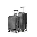 THE ASSEMBLY Medium Check In 24 Inches & 20 Inches Cabin Luggage Set Of 2 - Premium Polycarbonate Hardsided Suitcase & Trolley Bags (Grey)-Stark Pro, 65 Cm, Spinner