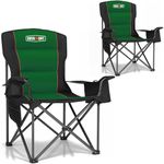 Overmont 2 Pack Oversized Folding Camping Chair - Fully Padded with Cooler Pocket Carry Bag - Heavy Duty Portable Collapsible Lawn Chair Supports 500 LBS for Outdoor Sports Beach Garden Picnic Green