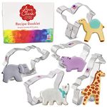 Safari Zoo Animals Cookie Cutters 5-Pc Set Made in USA by Ann Clark, Elephant, Giraffe, Hippo, Bear, Camel