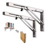 DMSL Folding Shelf Bracket 20 ", Heavy Duty Stainless Steel Folding Bracket (Load 400LB) For Space-Saving DIY Workbench, Wall-Mounted Table Shelf (2 Pack)