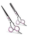 Hair Cutting Scissors Thinning Shears Kit ULG Professional Hairdressing Texturizing Salon Razor Edge Scissor Japanese Stainless Steel 6.5 inch Pink