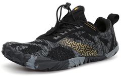 WHITIN Men's Trail Running Shoes Minimalist Barefoot 5 Five Fingers Wide Width Toe Box Gym Workout Fitness Low Zero Drop Male Yoga Zumba Comfortable Pilates Heel Black Size 13