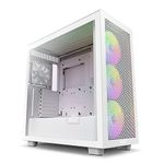 NZXT H7 Flow RGB CM-H71FW-R1 - Compact ATX Mid-Tower PC Gaming Case – High Airflow Perforated Front Panel – Tempered Glass Side Panel – 3 x F140 RGB Core Fans Included – 360mm Radiator Support – White