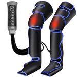 Leg Massagers for Pain and Circulation，Air Compression Calf Knee Foot Massager with Heat,Therapy Boots for Swollen Legs, Edema, RLS Pain Relief，Gifts for Family Mom Dad（Black）