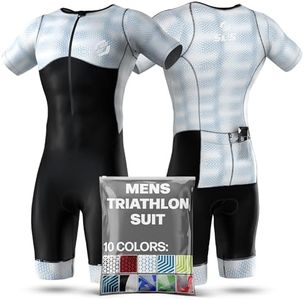 SLS3 Triathlon Suits Mens - Aerodynamic Sleeved Mens Tri Suit - Men Triathlon PRO FX Fabrics - Premium Mens Triathlon Suit - Lightweight Trisuit Triathlon Men, 2 Pockets (Sky Blur, Large)