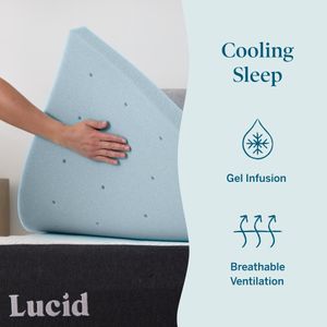LUCID Queen Gel Memory Foam Mattress Topper, 2 Inch
