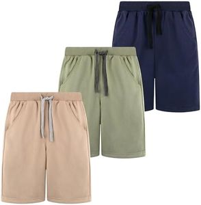BIG ELEPHANT Kids Shorts, Boys Athletic Shorts with Pockets and Drawstring for Age 4-16 Years