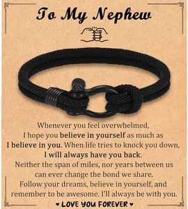 Leyung To My Nephew Bracelet Gifts for Nephew from Auntie, Birthday Graduation Christmas Gifts for Teenage Boys