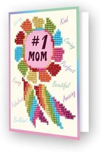 Diamond Dotz Number 1 Mom Diamond Art Cards, Handmade Diamond Painting Cards Kit, Handmade Greeting Cards Kits for Mother Day Notes and Special Occasions