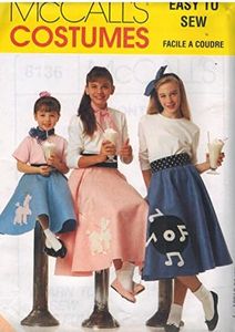 8137 McCalls Sewing Pattern Uncut Girls Child Halloween Costume 1950s T Shirt Poodle Skirt Scarf Headband Size 10 12 14