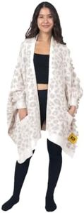 Big Blanket Co Premier Plush Wrap Snow Leopard | Ultra-Soft Wearable Blanket | Oversized Plush Poncho Cape | One Size Fits All
